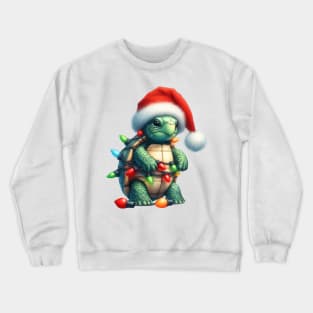 Turtle Wrapped In Christmas Lights Crewneck Sweatshirt